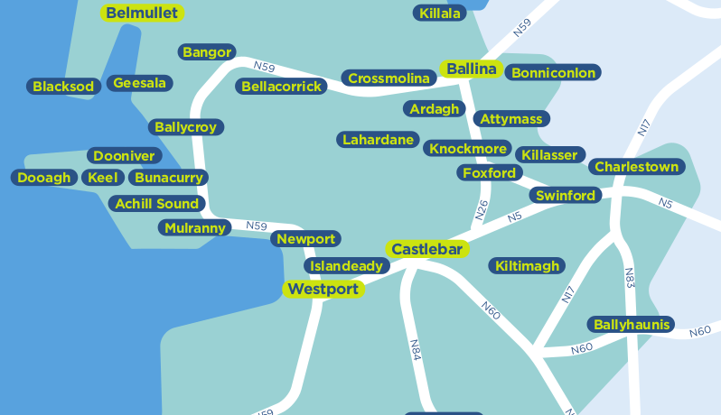 Mayo TFI local link bus services map